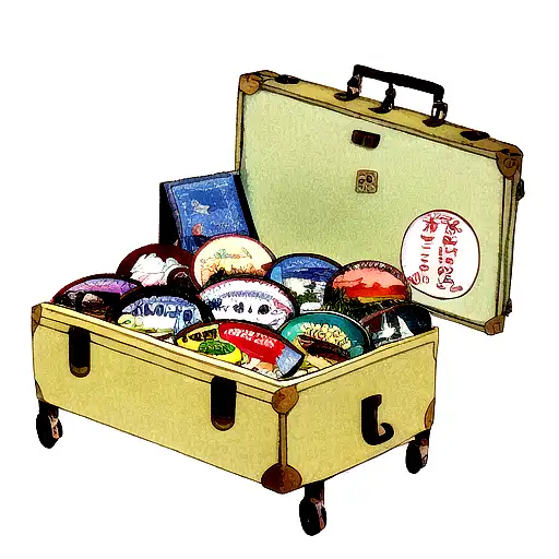 A Vintage Suitcase With Travel Stickers From Around The World