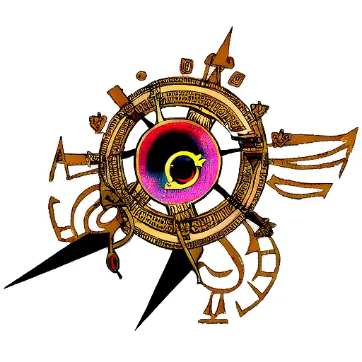 Ankh With Eye Of Horus And Eye Of Ra