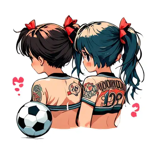 Two Back Dolls With A Soccer Ball