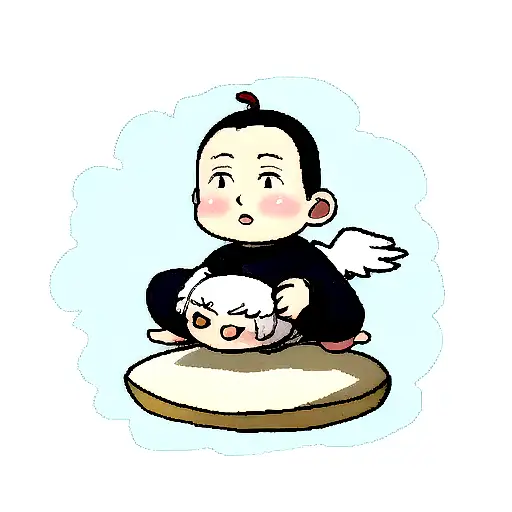 Baby Buddha Playing With An Eagle