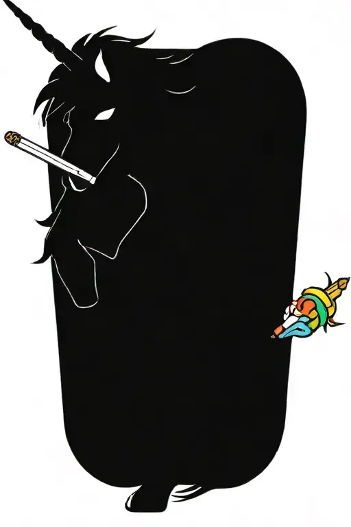 A Unicorn Smoking A Joint Sitting