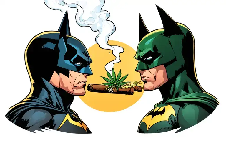Batman And Robin Smoking Weed Cigar