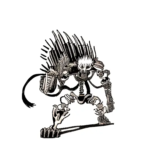 Skeleton Samurai Defeating A Lion
