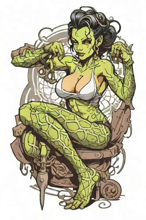 Scantily Clad Female Frankenstein In A Sexy Pose