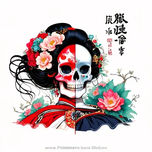 Half Geisha Half Skull