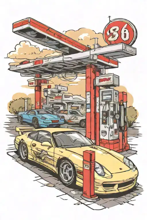 1995 Trans Am Car And 1996 Porsche 911 Fueling Up At A Gas Station