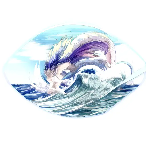 Pisces Influences By Dragons With Sea Waves In The Background And Fire At The Outer Boundary