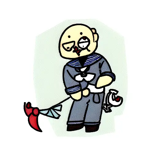 Dead Man Sailor With Anchor And A Fish