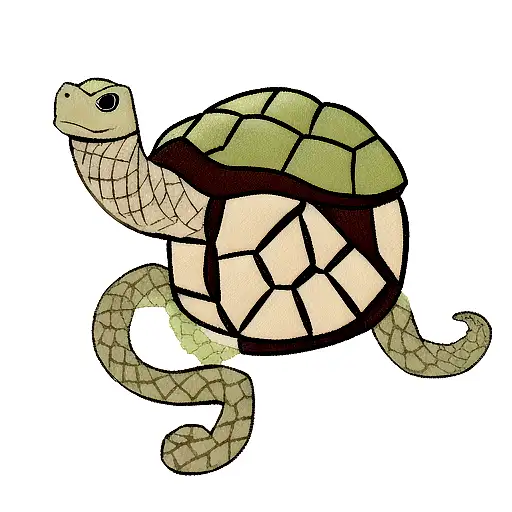 A Snake Wrapped Around A Turtle