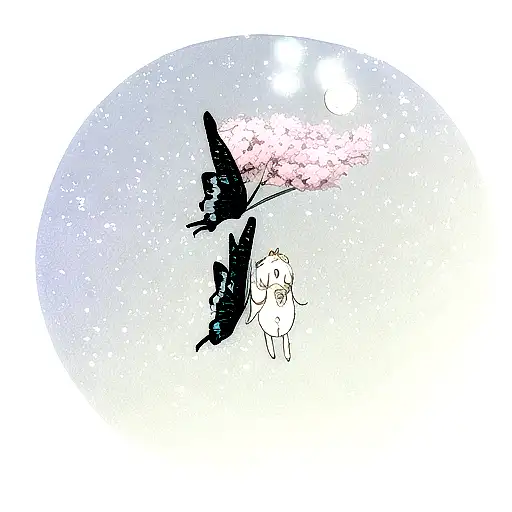 Moon And Butterfly And Stars