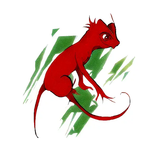 A Red Chameleon With Akira Aesthetic