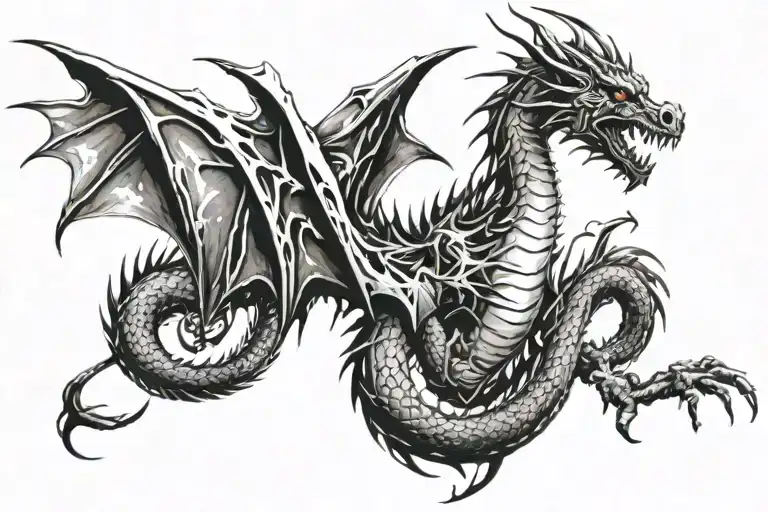 Dragon With Freedom Written In The Wings Spread Wide