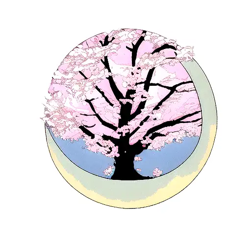 Moon With Cherry Blossom