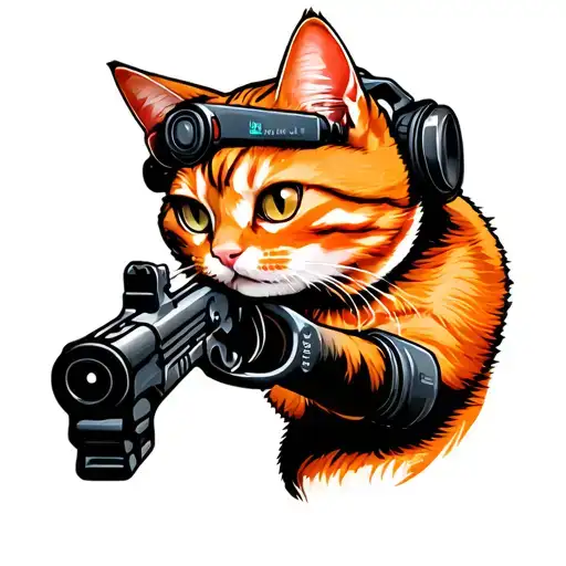 Orange Cat With Gun Morphing