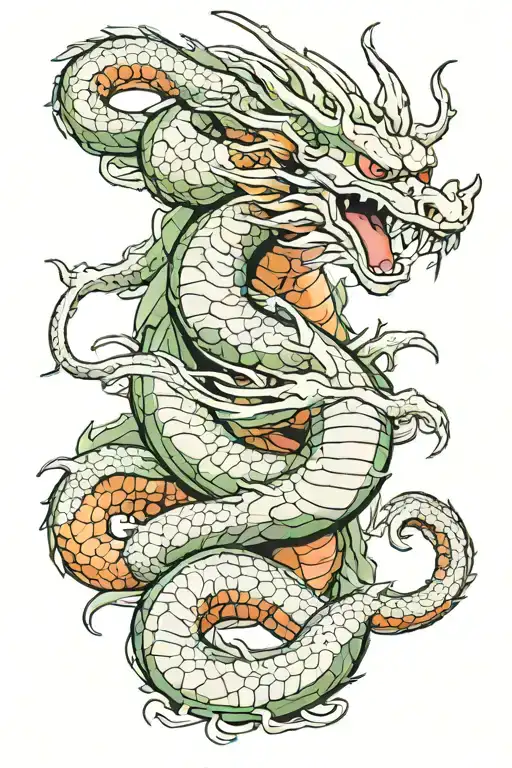 Dragon Shenron Of Dragon Ball Tatoo Color No Blank Spaces