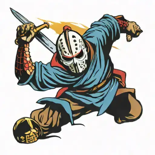 Jason Vorhees Samurai With Machete Sword Killing A Guy