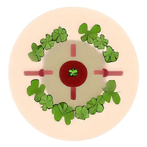 4 Leaf Clover In A Circle With A Robin