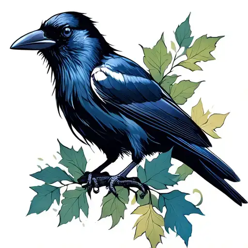 Crow And Leaves