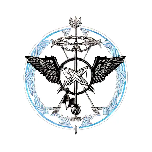 Nordic Symbol Odin With Valkeryie Wings