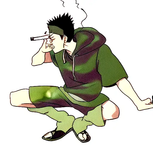 Shikamaru From Naruto Smoking A Cigarette And A Mix Of Abstract Triangles