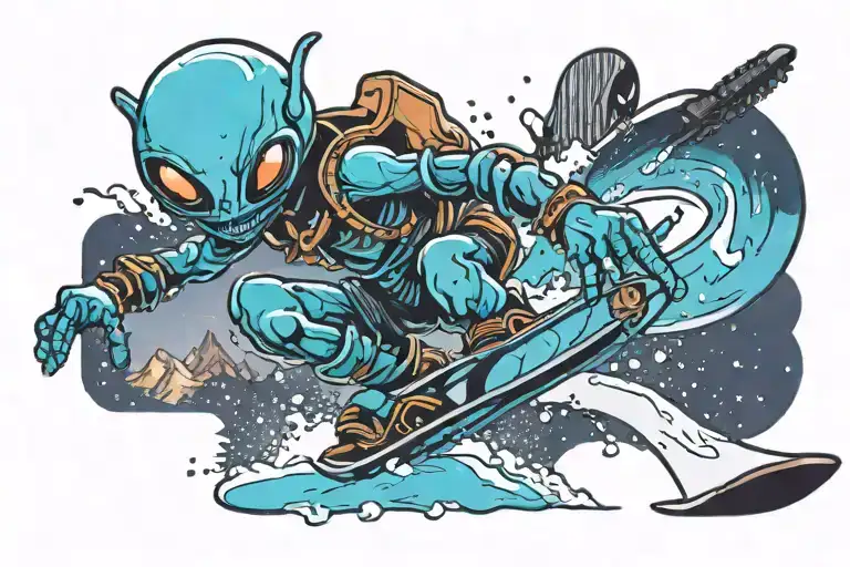 Snowboard Riding Alien