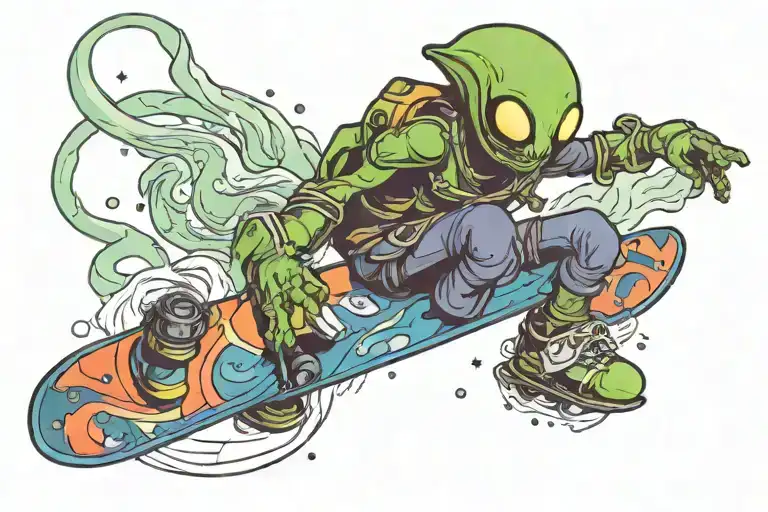 Alien Riding A Snowboard Season