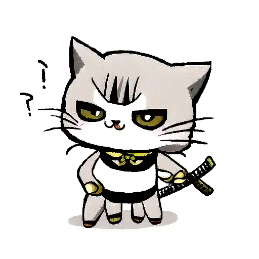 Cute Cat With A Katana