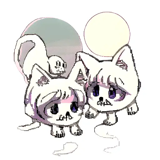 Ghost Skeleton Cats With The Moon