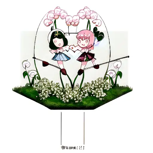 A Heart One Half Being A Fishing Pole And The Other Side A Lily Of The Valley Flowe