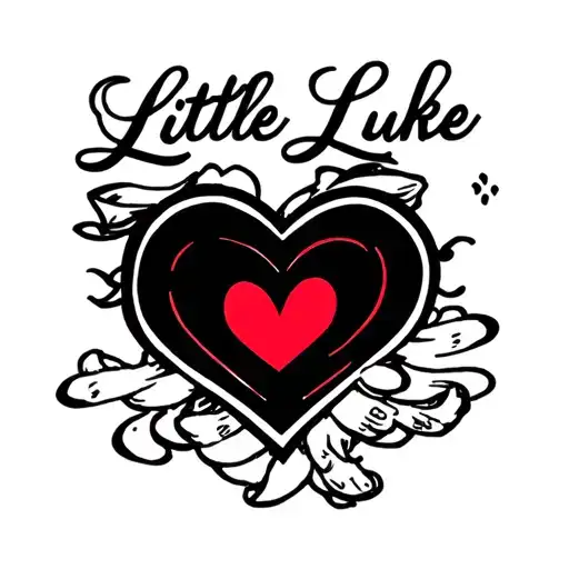 The Words Little Luke In Script With A Black Heart