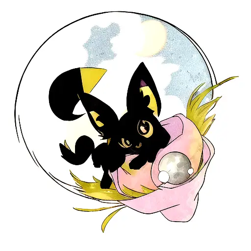 Umbreon From Pokemon Looking At The Moon