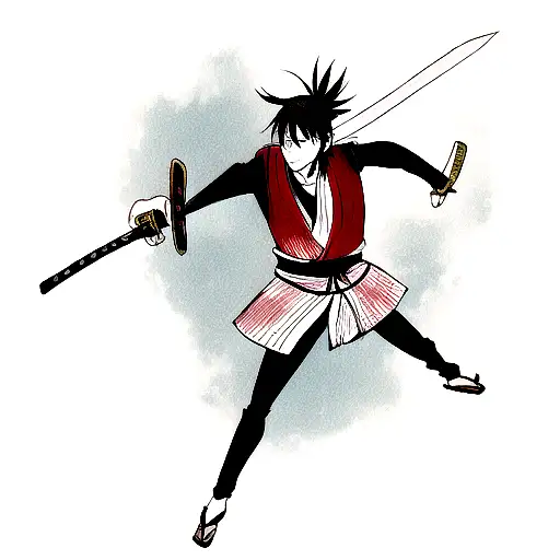 A Full-grown Samurai With A Sword