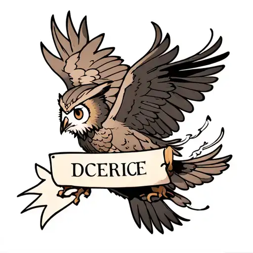 Owl Flying With A Banner In Claws