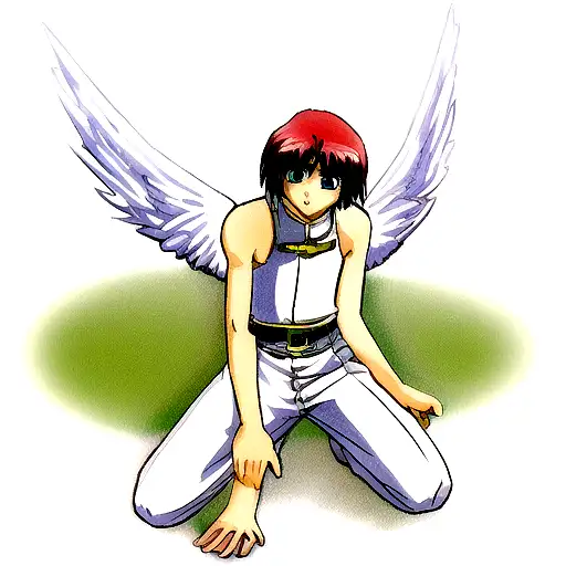 Angel Boy Sword Knelt Down