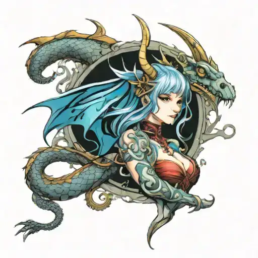 Dragon Mujer Castillo