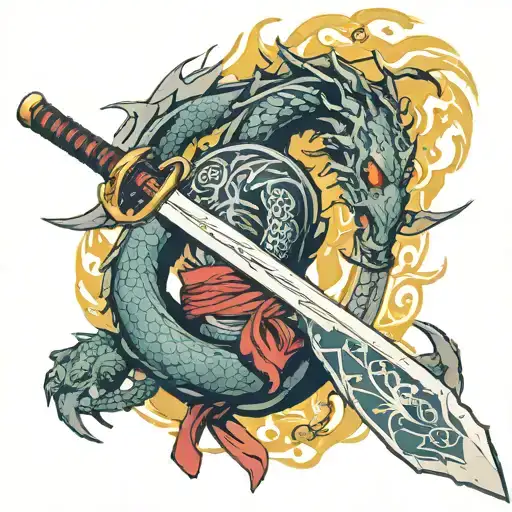 Katana With Dragon In Back