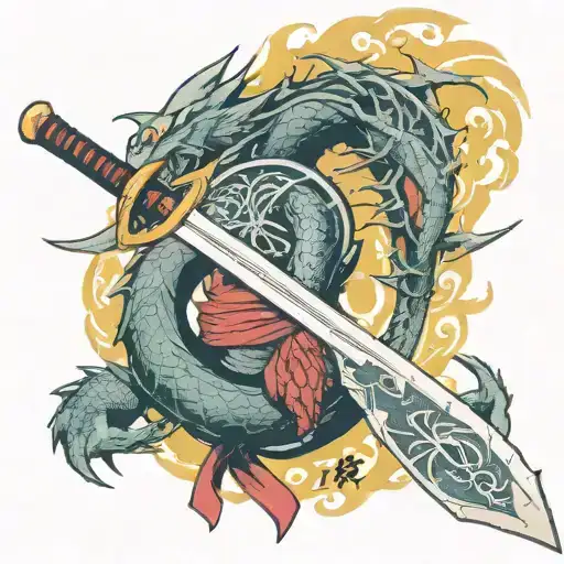 Katana With Dragon In Back