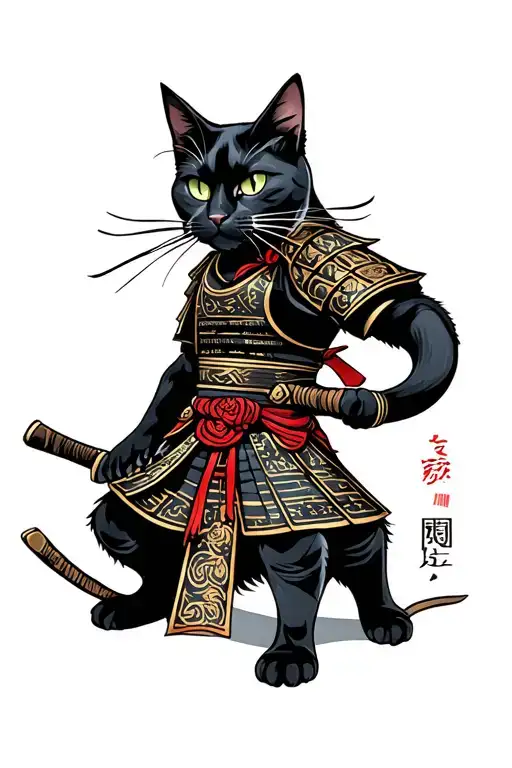 Black Cat Samurai Warrior