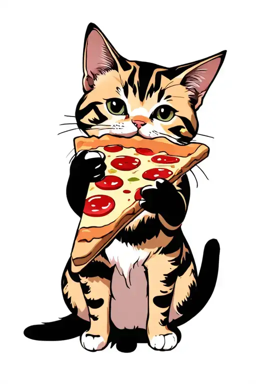 Cat Eating Pizza Slice