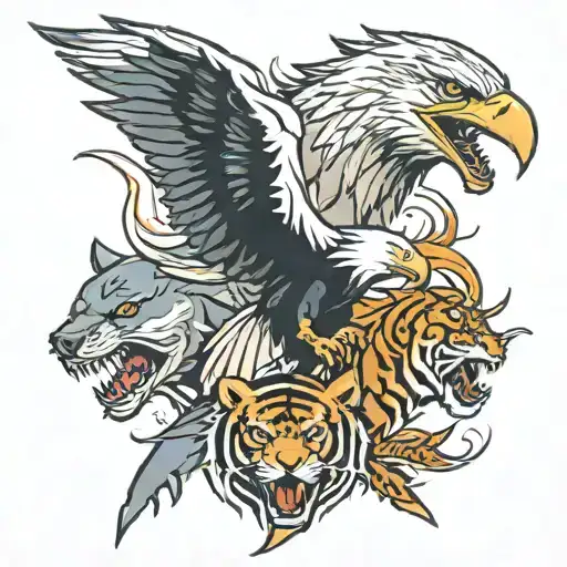 Eagle With Shark With Tiger