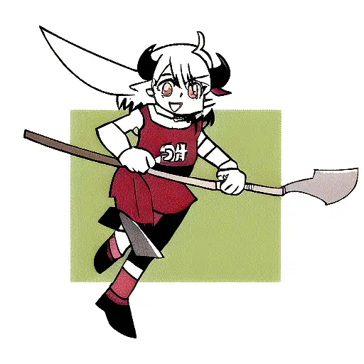 Half Bull Face And Axe