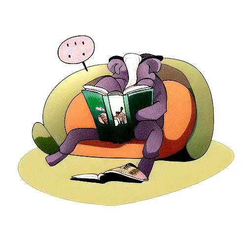 Elephant Sitting Reading A Book