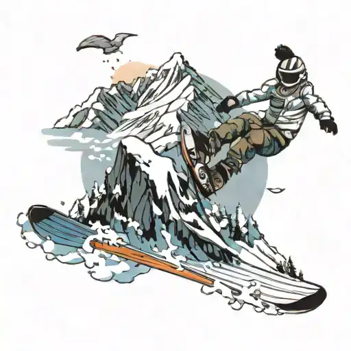 A Snowboarder Catching Big Air Off A Jump With Snow-capped Peaks In The Background