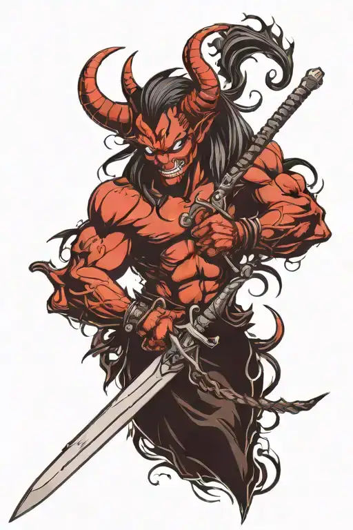 Devil Holding Sword