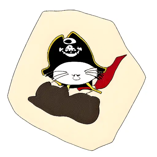 Pirate Flag With A Cat Sleeping