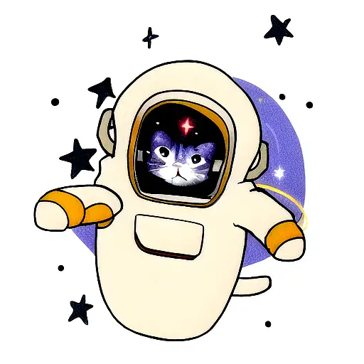 A Astronaut Cute Cat In The Galaxy