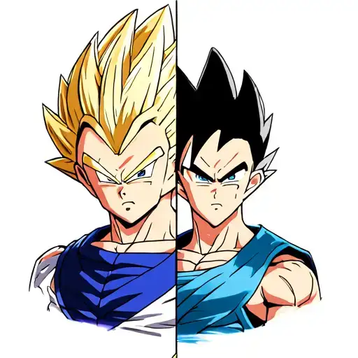 Half Vegeta And Majin Vegeta Drawing