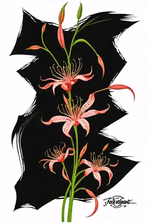 Red Spider Lily With Names Written On Each Of The Petals