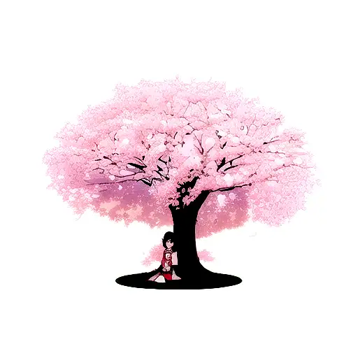 Cherry Blossom Tree And Asien House