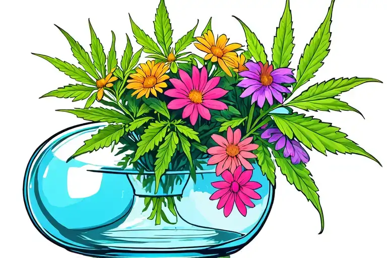Weed Plant In Bong Vase Full Of Flowers